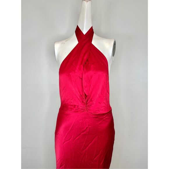 The Bar Grayson Rosette Halter Gown Chianti Size 8 $568 - Picture 5 of 10
